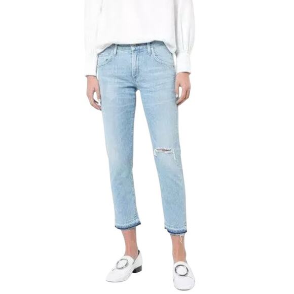Citizens of Humanity Women Jeans 28 Emerson Crop Slim Boyfriend Distressed Denim - Picture 1 of 16